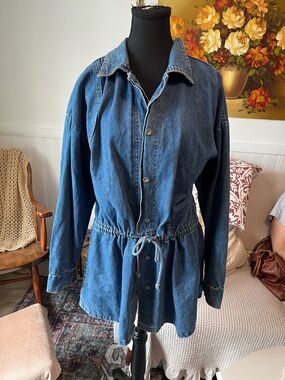 Avon Vintage 90s Jean Jacket Denim Button Up Draw Waist Size 1-2X